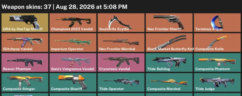 Valorant account inventory for LVL 106 · Composite Knife & Soulstrife Scythe