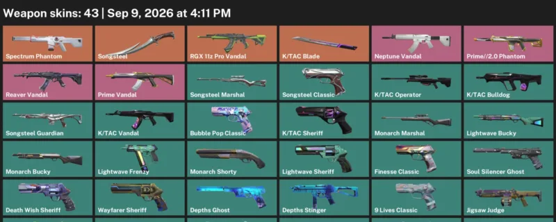 Valorant account inventory for LVL 213 · Tac Blade & Depths Vandal