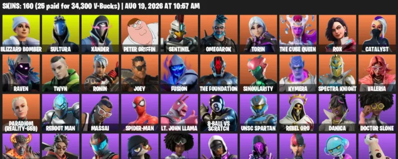 Fortnite account inventory for LVL 1246 - Blizzard Bomber - Sultura - 160 Outfits