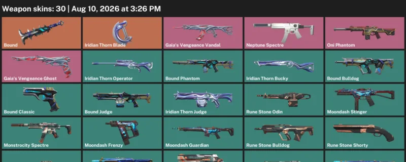 Valorant account inventory for LVL 97 · Iridian Thorn Blade & Bound Phantom