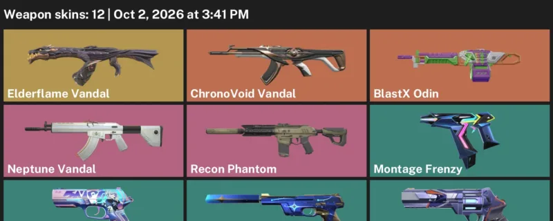 Valorant account inventory for LVL 193 · Elderflame Vandal & ChronoVoid Vandal