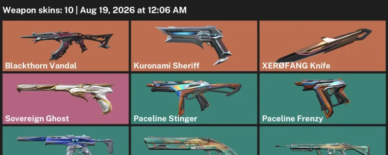 Valorant account inventory for LVL 26 · Kuronami Sheriff & XerØFang Knife
