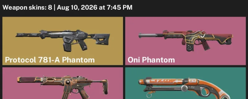 Valorant account inventory for LVL 102 · Oni Phantom & Protocol 781-A Phantom