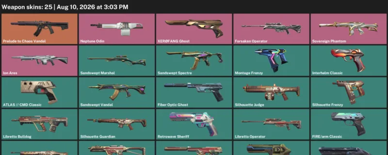 Valorant account inventory for LVL 213 · Forsaken Operator & Ion Ares