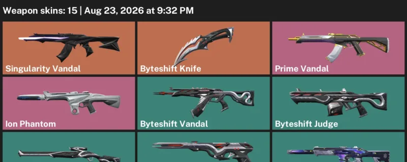 Valorant account inventory for LVL 45 · Byteshift Knife & Byteshift Vandal