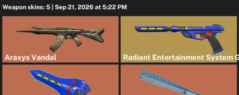 Valorant account inventory for LVL 52 · Araxys Vandal & Elderflame Frenzy & 5 Skins Araxys Vandal