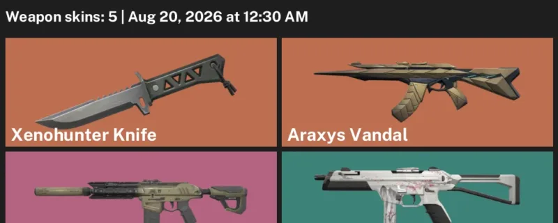 Valorant account inventory for LVL 43 · Xenohunter Knife & Araxys Vandal