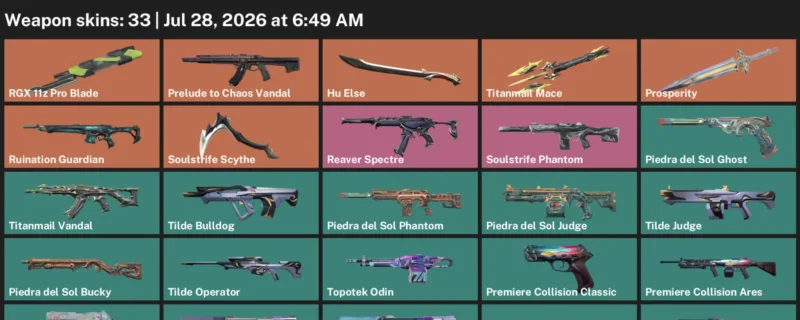 Valorant Accounts listing: LVL 44 · RGX 11z Pro Blade & Soulstrife Scythe · 33 Skins - Bronze 3, 33 skins