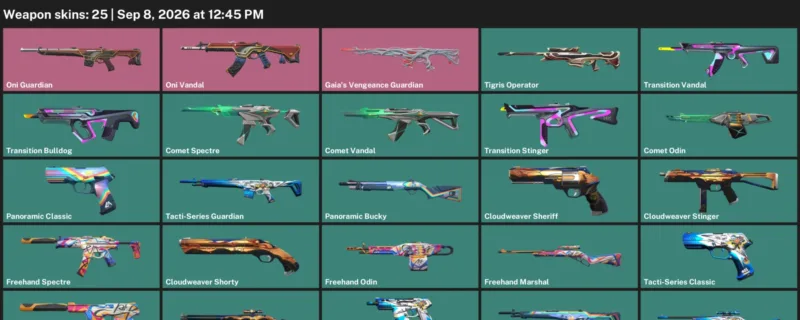Valorant account inventory for LVL 34 · Comet Vandal & Cloudweaver Sheriff
