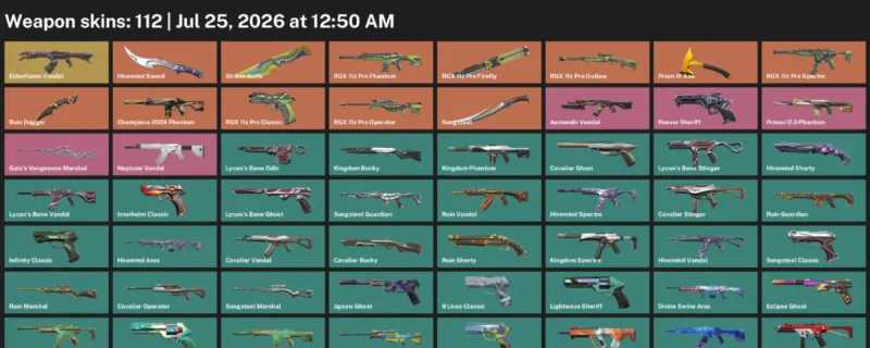 Valorant Accounts listing: LVL 286 · Hivemind Sword & Ruin Dagger · 112 Skins - Diamond 1, 112 skins