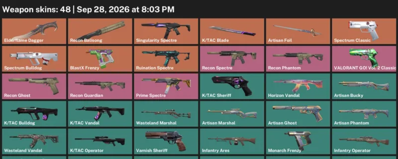 Valorant account inventory for LVL 53 · Elderflame Dagger & K & 48 Skins Elderflame Dagger