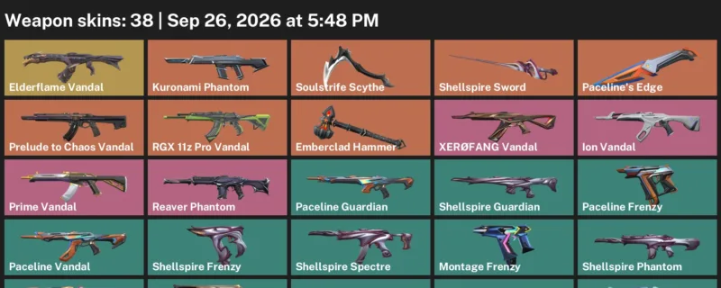 Valorant account inventory for LVL 136 · Soulstrife Scythe & Aquatica Ares