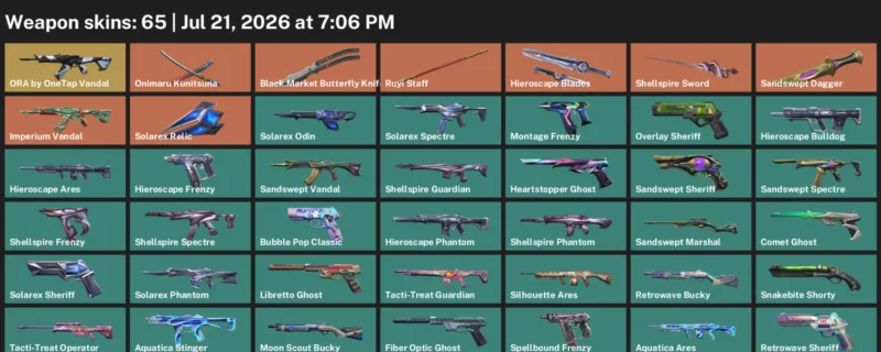 Valorant Accounts listing: LVL 324 · Black.Market Butterfly Knife & Sandswept Dagger · 65 Skins - Ascendant 1, 65 skins