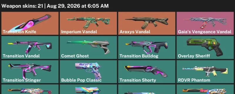 Valorant account inventory for LVL 125 · Transition Knife & Araxys Vandal