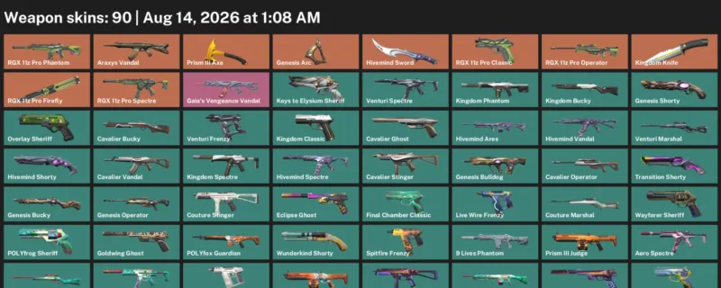 Valorant account inventory for LVL 293 · Kingdom Knife & Exe Vandal