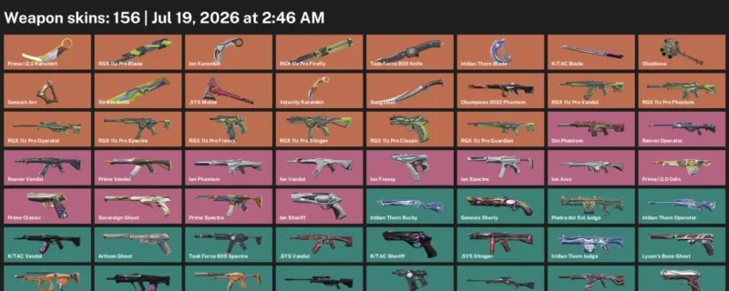 Valorant Accounts listing: LVL 267 · .SYS Melee & Ion Karambit · 156 Skins - Gold 1, 156 skins