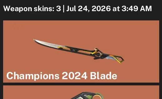 Valorant Accounts listing: LVL 36 · Champions 2024 Blade & RGX 11z Pro Karambit · 3 Skins - Bronze 1, 3 skins