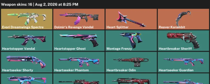 Valorant account inventory for LVL 61 · Reaver Karambit & Dolmir's Revenge Vandal
