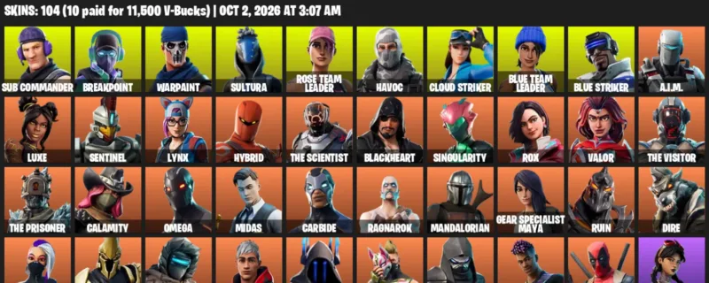 Fortnite account inventory for Sub Commander - Breakpoint - 104 Outfits