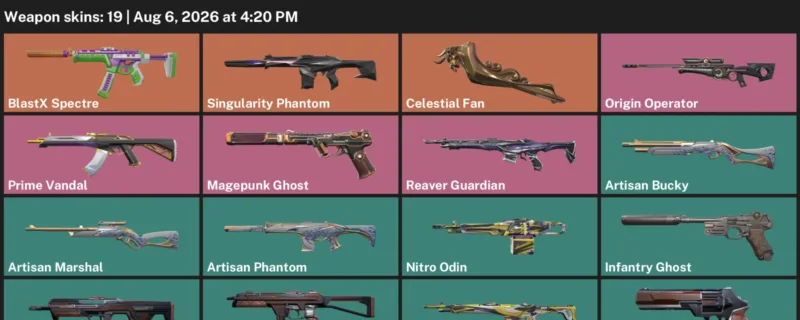 Valorant account inventory for LVL 81 · Celestial Fan & Artisan Phantom