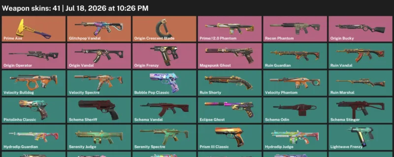 Valorant Accounts listing: LVL 176 · Origin Crescent Blade · 41 Skins - Platinum 2, 41 skins
