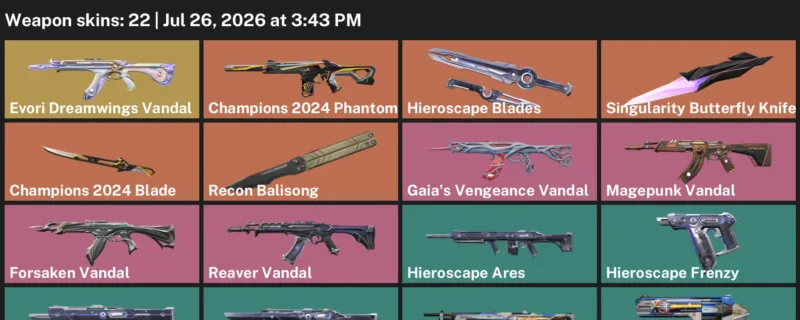 Valorant Accounts listing: LVL 61 · Champions 2024 Blade & Singularity Butterfly Knife · 22 Skins - Gold 1, 22 skins