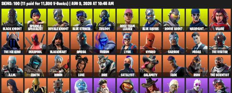 Fortnite account inventory for LVL 1546 - Black Knight - Sparkle Specialist - 100 Outfits