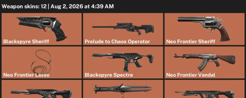 Valorant account inventory for LVL 1 · Blackspyre Phantom & Neo Frontier Phantom