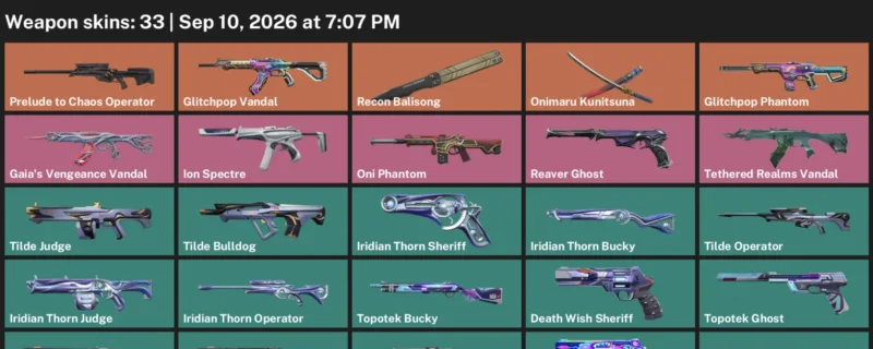 Valorant account inventory for LVL 67 · Glitchpop Vandal & Glitchpop Phantom