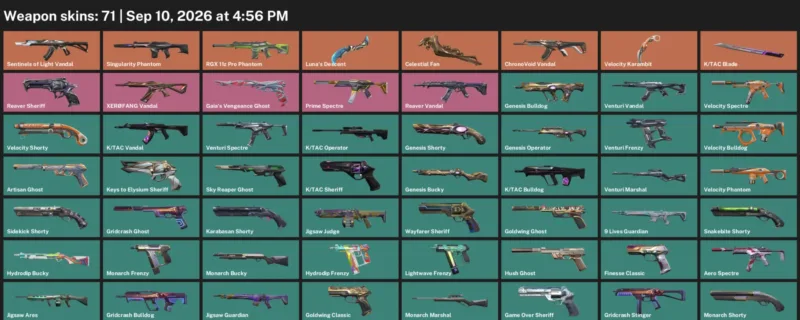 Valorant account inventory for LVL 252 · Velocity Karambit & Tac Blade