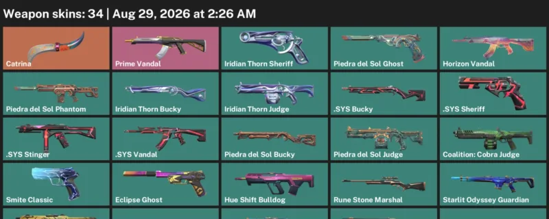 Valorant account inventory for LVL 62 · Sys Vandal & Sys Sheriff