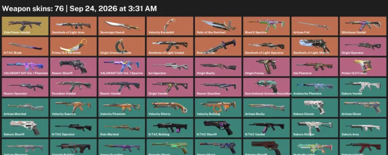 Valorant account inventory for LVL 21 · Reaver Knife & 2.0 Karambit
