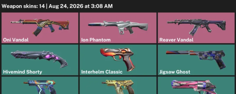 Valorant account inventory for LVL 222 · Oni Vandal & Ion Phantom