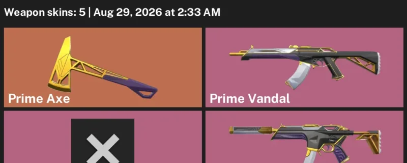 Valorant account inventory for LVL 1 · Prime Vandal & Prime Classic