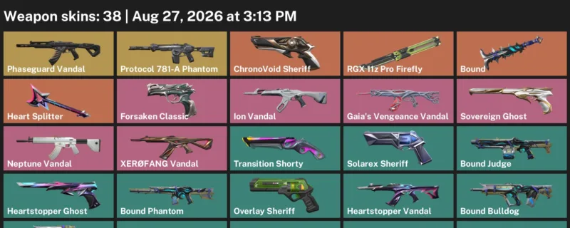 Valorant account inventory for LVL 123 · ChronoVoid Sheriff & Bound Phantom