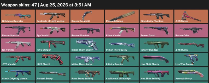 Valorant account inventory for LVL 147 · Reaver Karambit & Sys Vandal