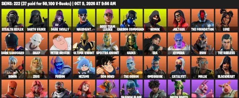 Fortnite account inventory for Stealth Reflex - Darth Vader - 120 Outfits