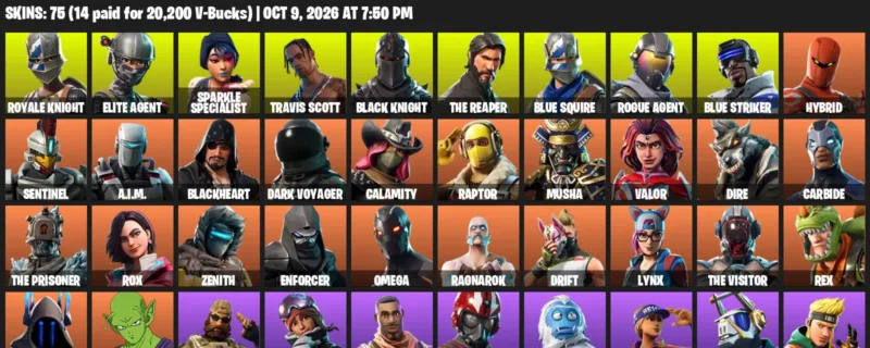 Fortnite account inventory for Royale Knight - Elite Agent - 75 Outfits