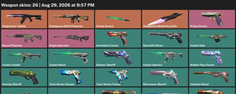 Valorant account inventory for LVL 170 · Champions 2024 Phantom & Singularity Butterfly Knife
