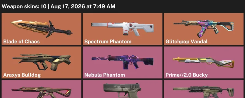 Valorant account inventory for LVL 28 · Glitchpop Vandal & Blade of Chaos