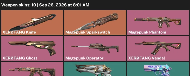 Valorant account inventory for LVL 97 · XerØFang Knife & Magepunk Vandal