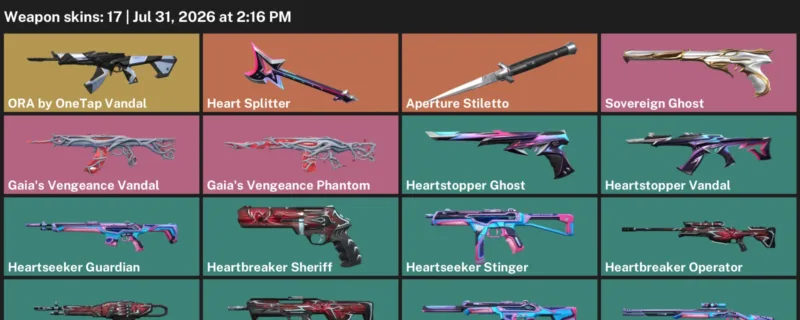 Valorant Accounts listing: LVL 41 · Aperture Stiletto & Gaia's Vengeance Phantom · 17 Skins - Silver 3, 17 skins