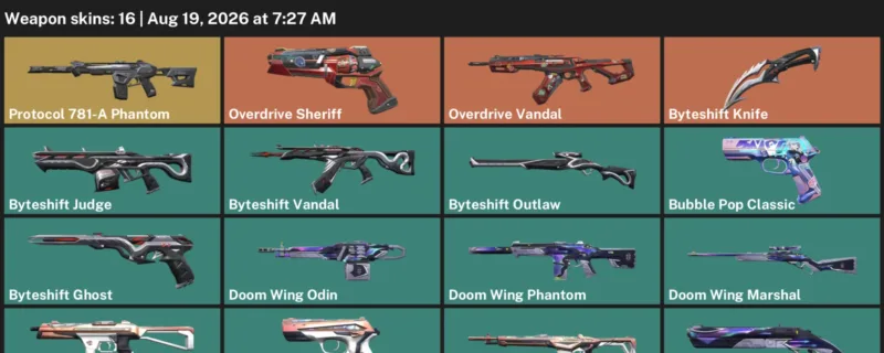 Valorant account inventory for LVL 73 · Byteshift Knife & Byteshift Vandal