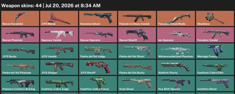 Valorant Accounts listing: LVL 156 · .SYS Melee & Forsaken Ritual Blade · 44 Skins - Diamond 1, 44 skins