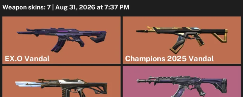 Valorant account inventory for LVL 100 · 7 Skins Champions 2025 Vandal