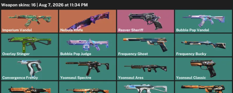 Valorant account inventory for LVL 20 · Nebula Knife & Bubble Pop Vandal