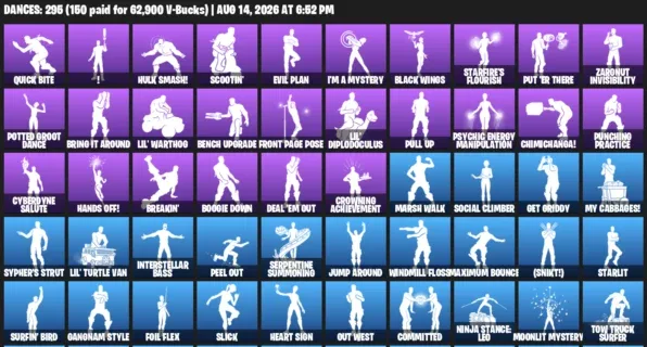 Fortnite account inventory for LVL 1887 - Psycho Bandit - John Wick - 430 Outfits