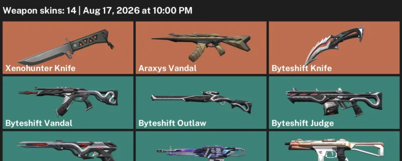 Valorant account inventory for LVL 40 · Xenohunter Knife & Araxys Vandal