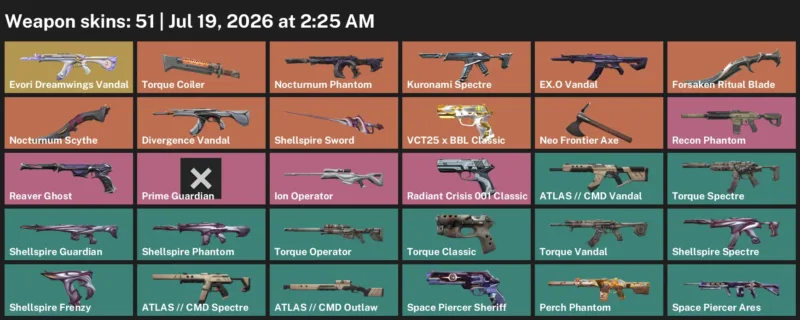 Valorant Accounts listing: LVL 61 · Forsaken Ritual Blade & Nocturnum Scythe · 51 Skins - Silver 1, 51 skins
