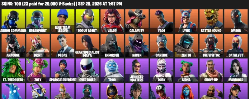 Fortnite account inventory for Carbon Commando - Breakpoint - 100 Outfits